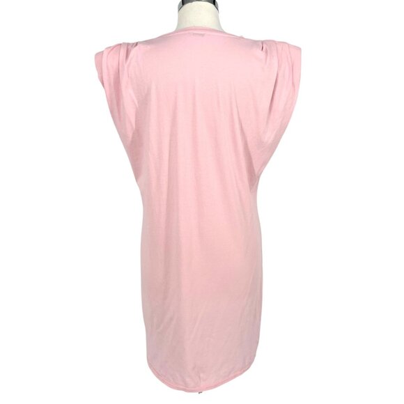 St. Roche Pink Echo Mini Dress Supima Cotton Padded Shoulders Size XL - Picture 7 of 13